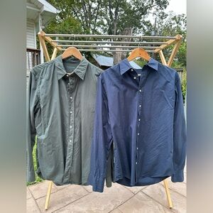 Lot of 2 Everlane Poplin Slim Fit Shirt | Men’s Sz M | Navy, Green | Good Cond.